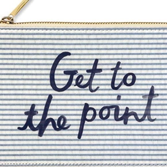 Kate Spade Seersucker Pencil Case Zip Pouch Navy Blue Office School Supplies NWT - Picture 3 of 6